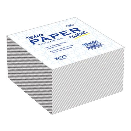BAZIC 85mm X 85mm 500 Ct. White Paper Cube, Case of 48