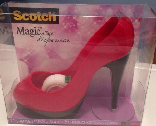 Red Stiletto High Heel Shoe Tape Dispenser Office Supply Scotch Magic Tape