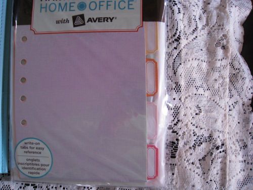 Avery Martha Stewart 5 Tab Dividers Write On 5.5 x 8.5&#034; Fits 3 And 7 Ring Binder