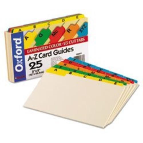 NEW * Laminated Tab Index Card Guides, Alpha, 1/5 Tab, Manila, 5 x 8, 25/Set *