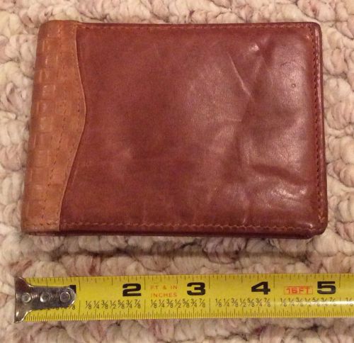 Genuine Soft Leather Men&#039;s Two-Fold Wallet Brown