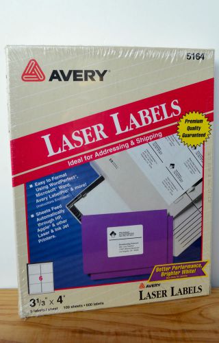 White Avery Laser 600 Qty. Labels 5164 3 1/3 x 4 New Box Addressing Shipping USA