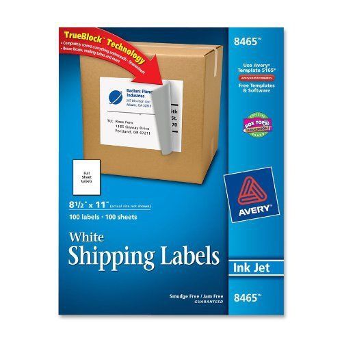 Avery mailing label - 8.50&#034; width x 11&#034; length - 100 / box - rectangle (ave8465) for sale