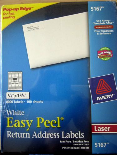 Avery 5167 White Easy Peel Laser Address Labels 8000 per Box