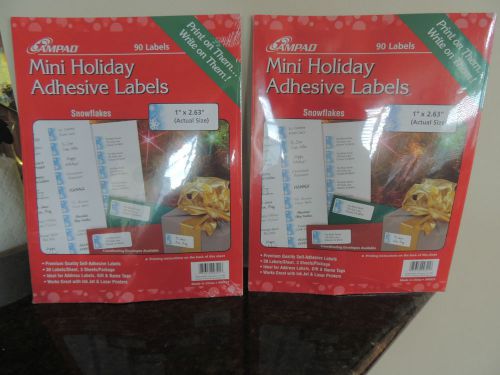 2 Mini Holiday Adhesive Labels 90 in each- labels are  snowflakes