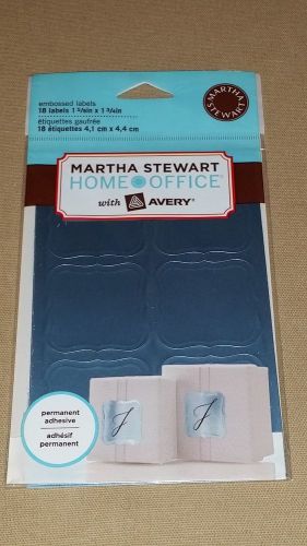 MARTHA STEWART Home Office w/Avery Embossed Labels 1-3/4&#034; x 1-5/8&#034; 18ct. - Blue
