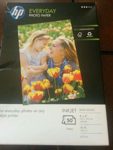 HP EVERYDAY PHOTO PAPER, GLOSSY 50 SHEETS 4x6 WORKS W/ALL INKJET PRINTERS New!!!