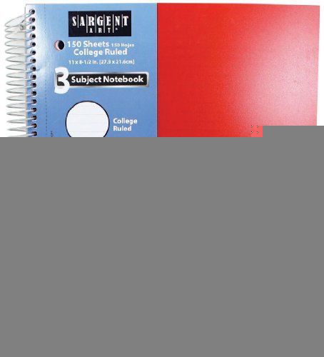 Sargent Art 23-1543 3 Subje-Count Poly Notebook  College Ruled