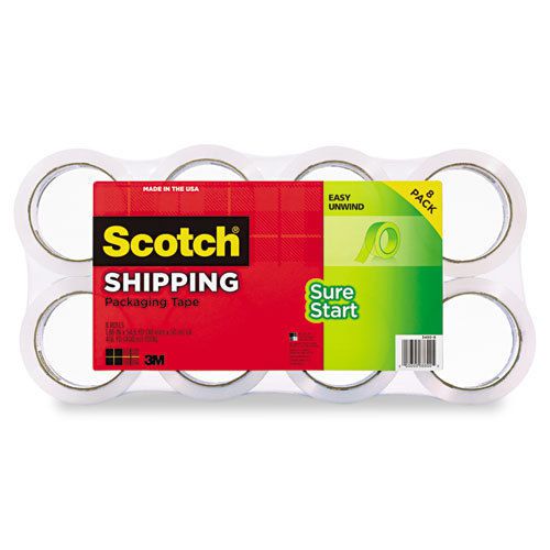 Scotch sure start packaging tape, 1.88&#034; x 54.6yds, 3&#034; core, clear, 8/pack for sale