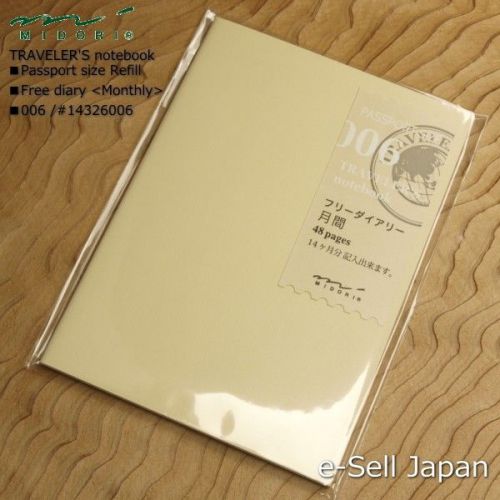 MIDORI TRAVELER&#039;S notebook Passport size Refill / Monthly diary 006 #14326006