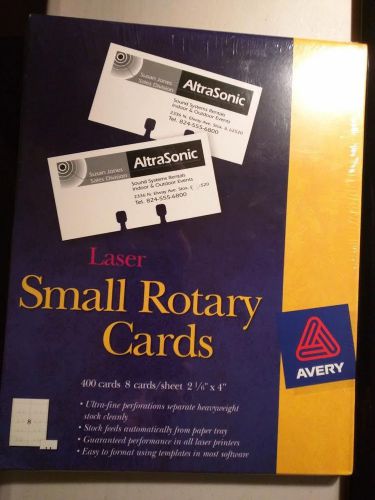 Avery Laser Small Rotary Cards, 2 1/6 X 4, 8 Cards/Sheet, 400 Cards/Box  #5385
