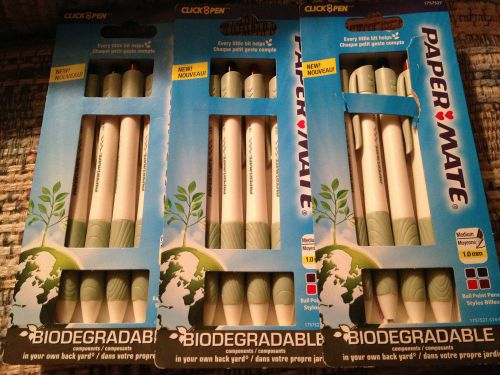 12 Paper Mate Biodegradable Retractable Medium Point Ballpoint Pens NEW