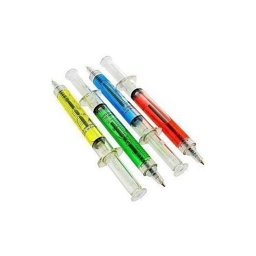 12 pc Syringe Shot Ink Pens Pen Writing Ball Point Needle Gag Gift Nurse Doctor