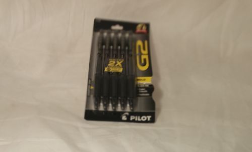 5 Pack Pilot G2 Gel Roller Pens Black Ink Bold 1.0mm Retractable Refillable