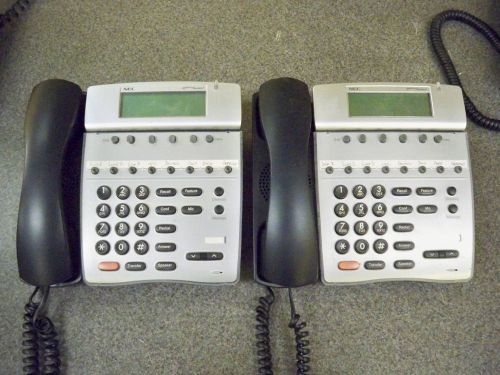 Lot (2) NEC Dterm Series i DTR-8D-1 (BK) TEL Display phones w/handsets 4S