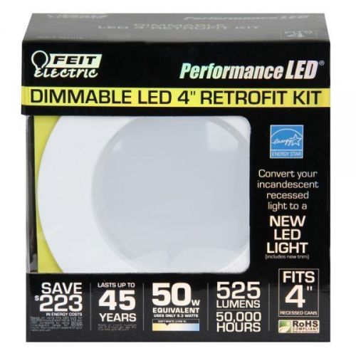 10 New  Feit LED 4 inch Retrofit Kit Recessed LEDR4/827 9w = 50w Dimmable 2700K