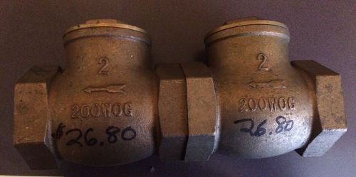 2 - 2in Threaded Brass Check Valves. NEW. Stock from Plumbing Store Auction