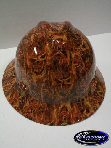 New custom msa v gard fas-trac rachet full brim hard hat inferno pattern for sale