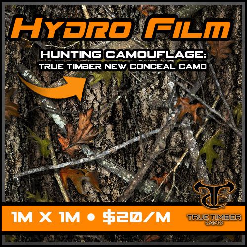 Hydrographic True Timber Camo Dip Kit Water Transfer Printing FIlm - New Conceal