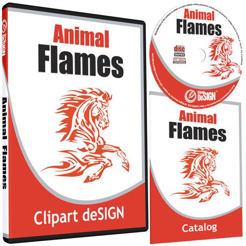 ANIMAL FLAMES CLIPART-VINYL CUTTER PLOTTER CLIP ART IMAGES-VECTOR CD
