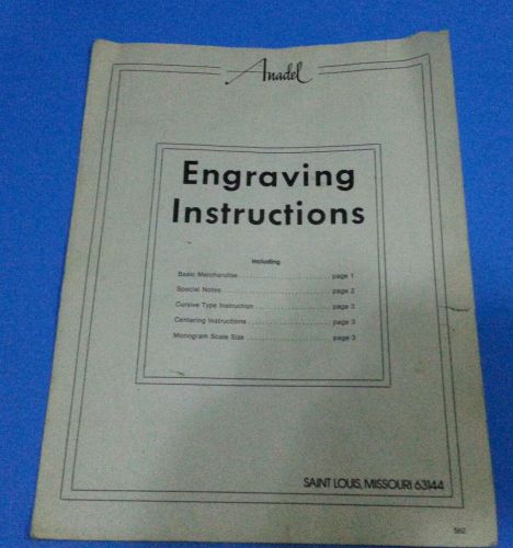 ENGRAVING MACHINE INSTRUCTIONS.*Anadel*