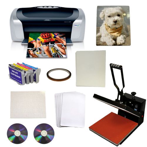 15x15 Heat Press,Printer,Refil Ink Cartridges,DIY Heat Transfer Puzzle Mouse Pad