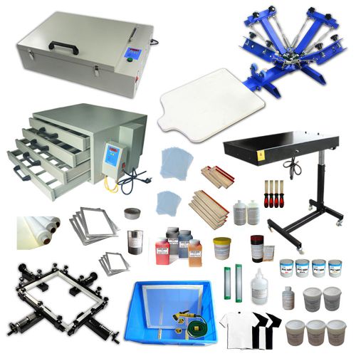 Four Color One Station Full Set Screen Printing Kit W/ All Necessary Materials