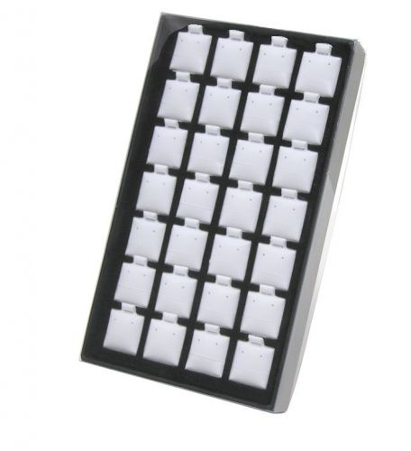 BLACK JEWELRY TRAY w/ WHITE 28 PUFF EARRING PUFF CARDS SHOWCASE DISPLAYS &lt;DEAL&gt;