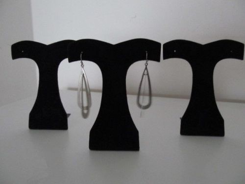 LOT OF 3 Flocked Front EASEL BACK T shaped EARRING DISPLAY STANDS Craft Show