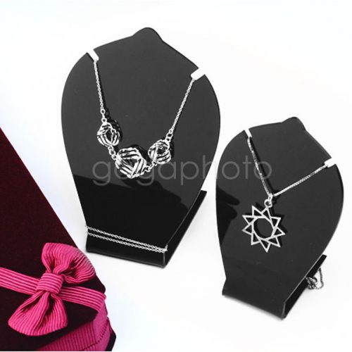 2 Black Jewelry Necklace Choker Pendant Earring Showcase Display Stand Holder