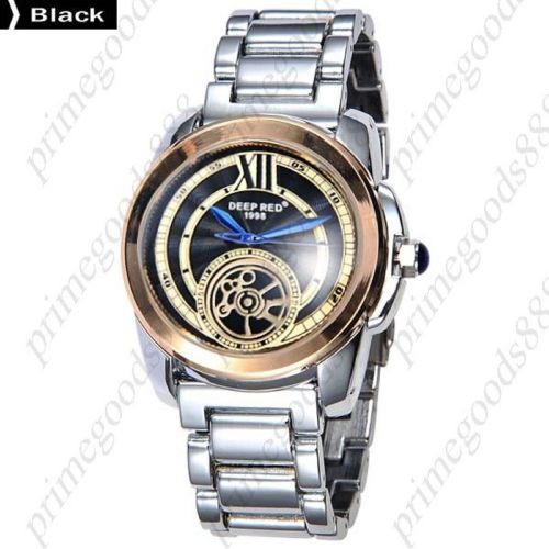 Silver Gold Golden Alloy Band Quartz Analog Free Shipping Men&#039;s Wristwatch Black