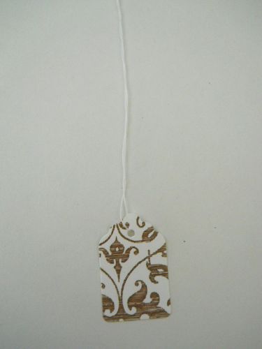 Mini Brown on White Damask Paper Price Tags 100 Quantity Great for Boutiques