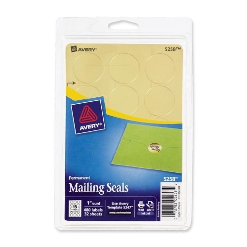 LOT OF 4 Avery Metallic Mailing Seal - 1&#034; D -480/Pk - Circle - Inkjet -Gold