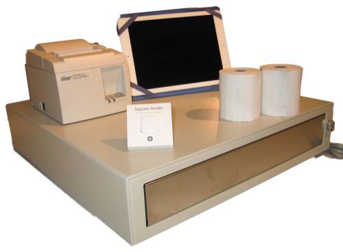 New! square register starter kit - receipt printer, cash drawer, reader and more for sale