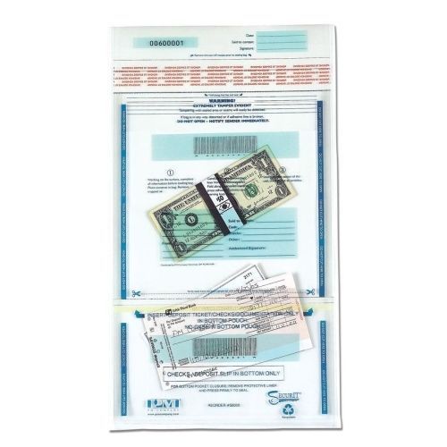 Clear dual deposit bags, tamper evident, plastic, 11 x 15, 100 bags/pack for sale