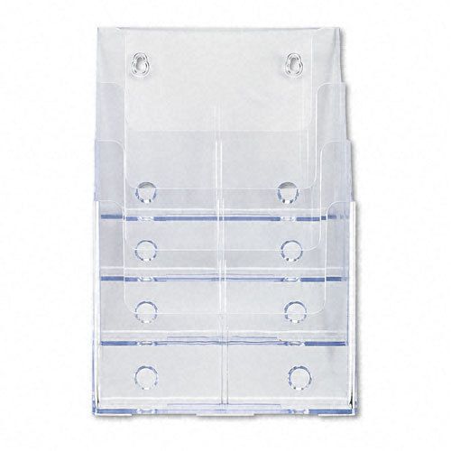 deflect-o Multi Compartment DocuHolder, 4 Compartments,9.5w x 8.5d x 13.5h,Clear