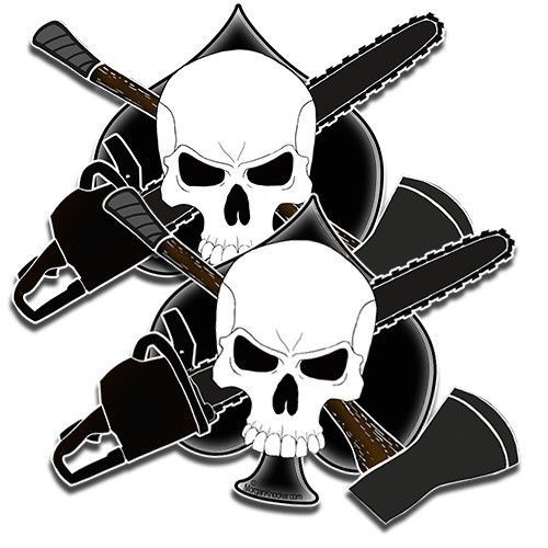 Logger&#039;s crossbones decal sticker arborist forestry chainsaw tree axe skull 1222 for sale