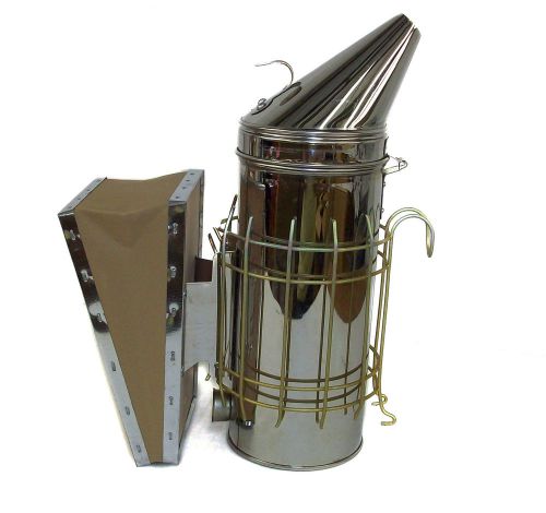 New Large Bee Hive Smoker Stainless Steel w/Heat Shield Beekeeping Equipment