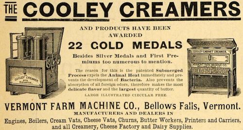 1890 ad vermont farm cooley creamers submerged process agriculture dairy aag1 for sale