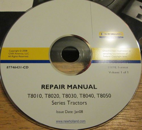 New Holland Repair Manual CD for T8010 thru T8050 Tractors
