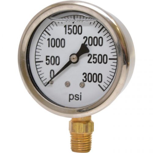 New valley instrument 2 1/2in stainless steel glycerin pressure gauge 0-3000 psi for sale