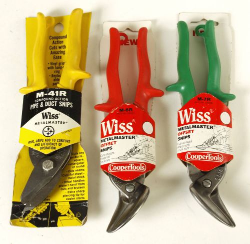 3 NEW WISS METALMASTER SNIPS (M-6R) (M-7R) LEFT/RIGHT OFFSET (M-41R) PIPE DUCT