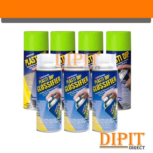 Performix Plasti Dip Lime Green Gloss Wheel Kit 4 Green &amp; 3 Gloss Spray Cans