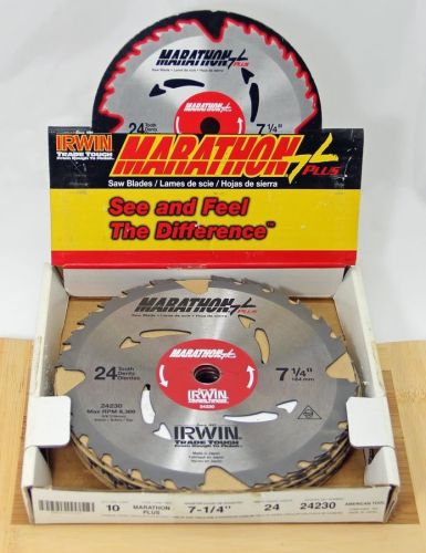 Irwin marathon circular saw blades 7 1/4&#034; 24 tooth carbide tip box of 10 free sh for sale