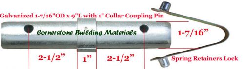 12 scaffold coupling pin 1-7/16&#034;od x 9&#034;l with 1&#034; collar &amp; 12 spring retainer cbm for sale