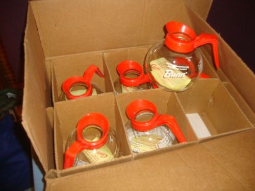 6 Pk - 12 Cup Commercial Coffee Pots/Carafes/Decanters for Bunn - Decaf (Orange)
