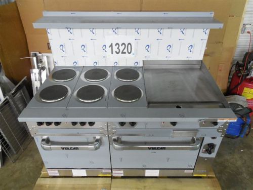 Vulcan 60&#034; electric range, 6-fp, 24&#034; griddle standard ovens ev60ss-6fp24g208 for sale
