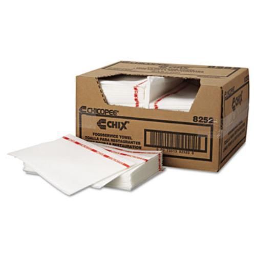 Chix 8252 food service towels, 13 x 21, cotton, white/red, 150/carton for sale