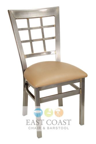 New gladiator clear coat window pane metal restaurant chair with tan vinyl seat for sale