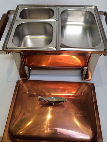 Vintage Spring Copper Chafing Serving Warming Dish Pan Commercial